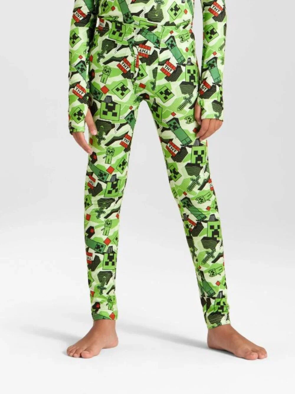 NEW Boys' Minecraft Thermal Underwear Set - Green XS (4-5)